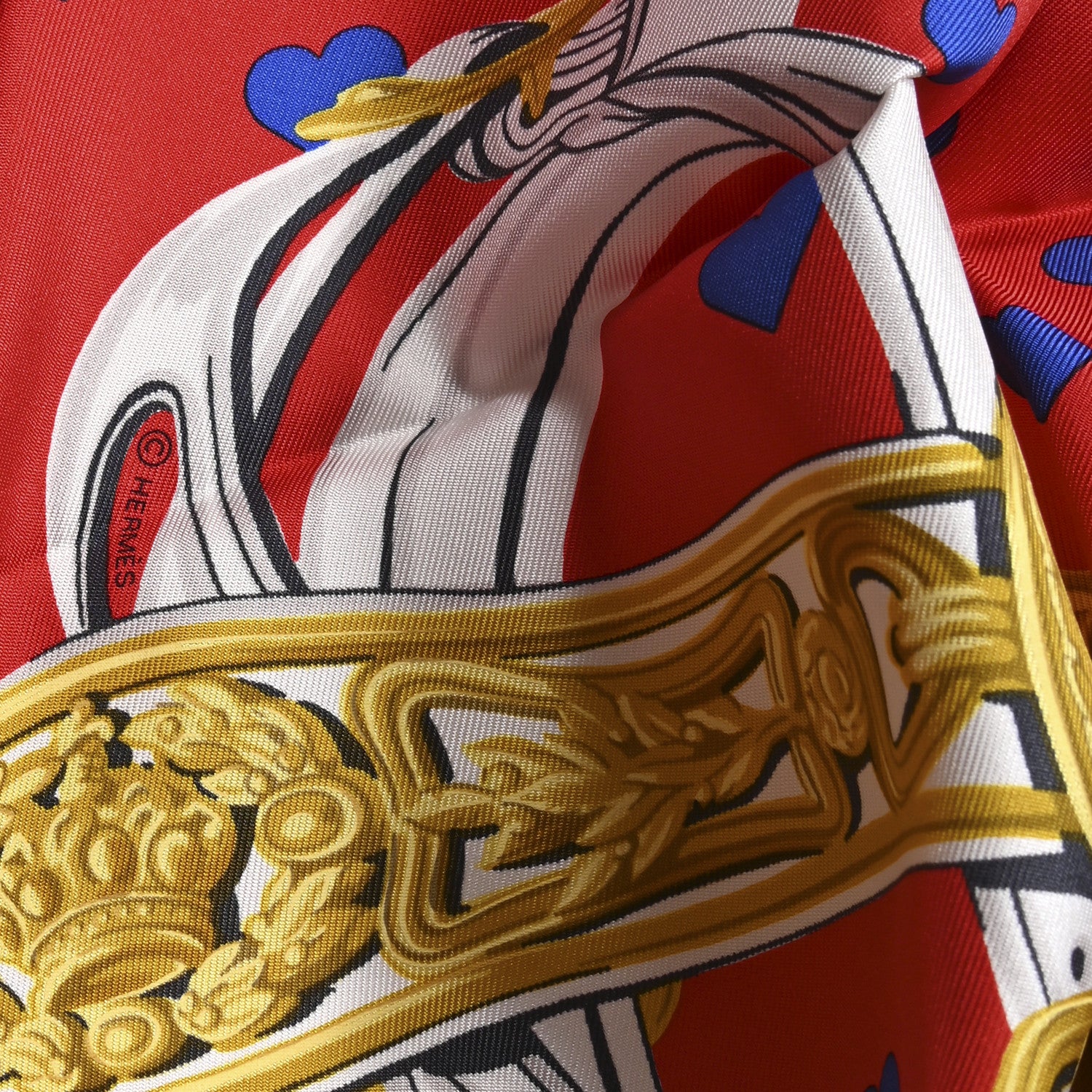 Hermes Silk Brides De Gala Love Scarf 90 Rouge Vif Marine White 4 of 4
