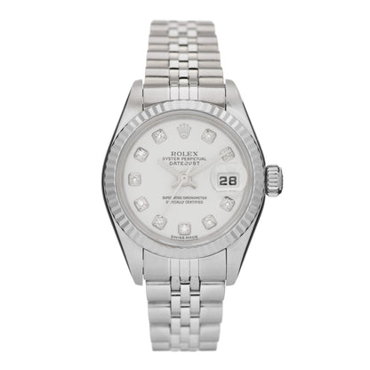 Rolex Stainless Steel 18K White Gold Diamond 26mm Oyster Perpetual Datejust Watch White 79174 1 of 4