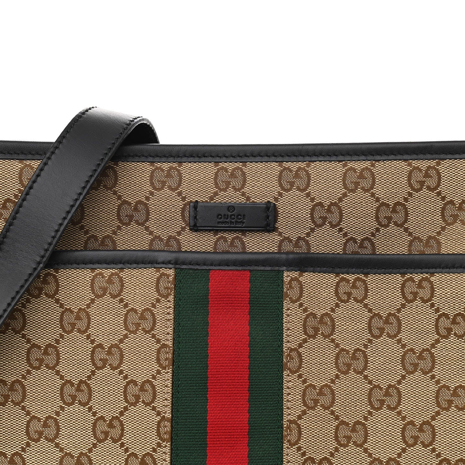 Gucci GG Monogram Web Flat Messenger Bag Black 8 of 10