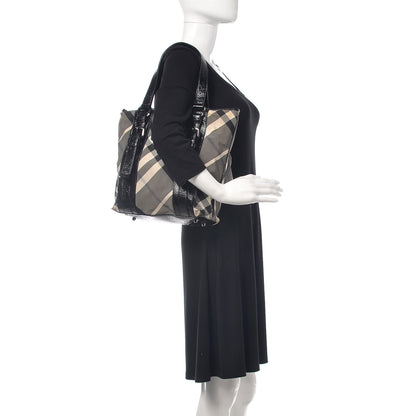 Burberry Nylon Beat Check Victoria Tote Black 2 of 13