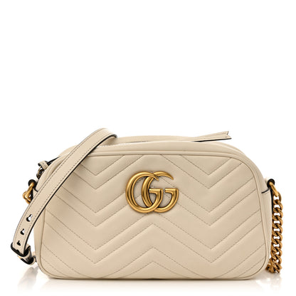 Gucci Calfskin Matelasse Small GG Marmont Chain Shoulder Bag White 1 of 16