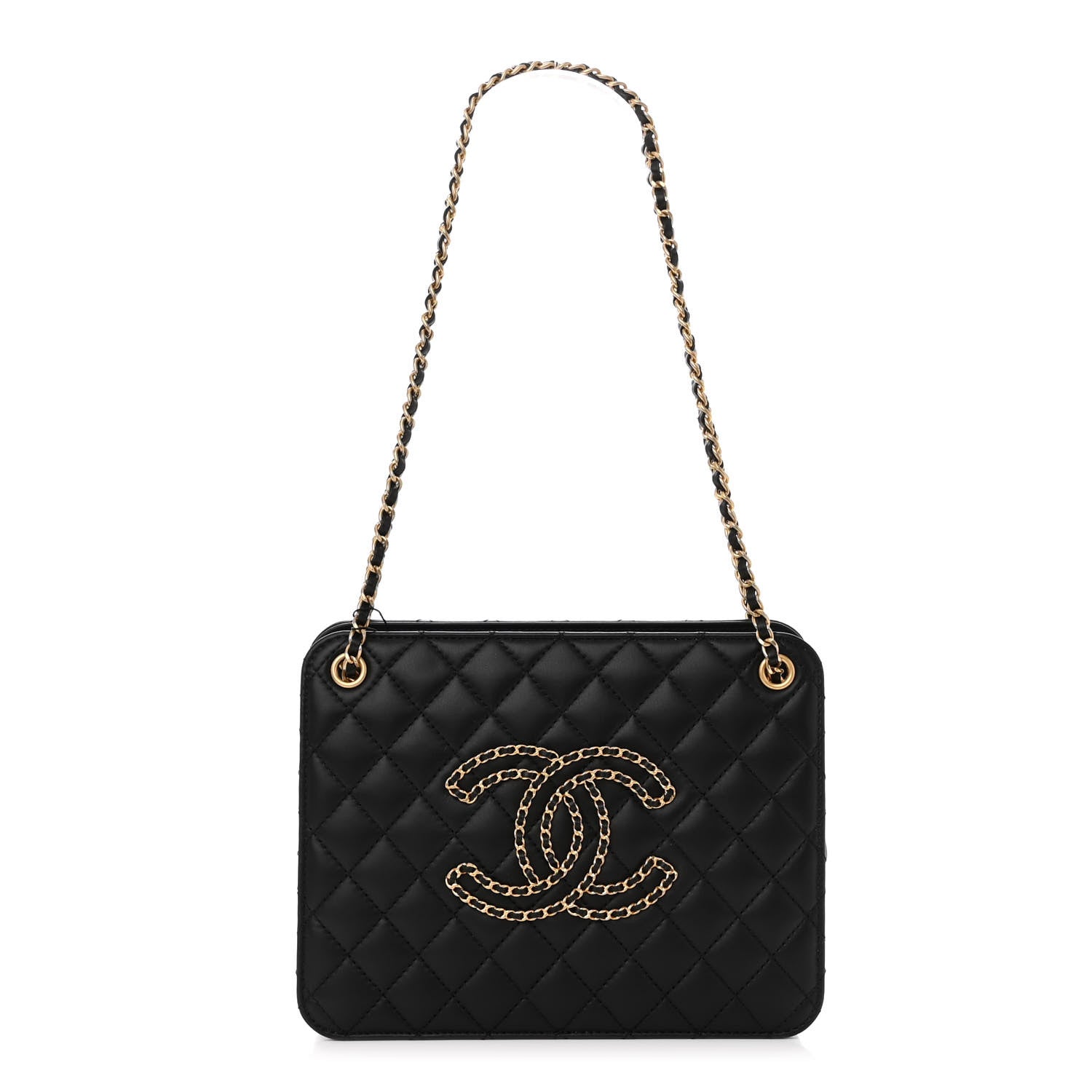Chanel Calfskin Quilted CC Chain Accordion Tote Black 1 of 10