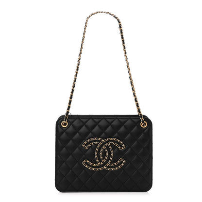Chanel Calfskin Quilted CC Chain Accordion Tote Black 1 of 10