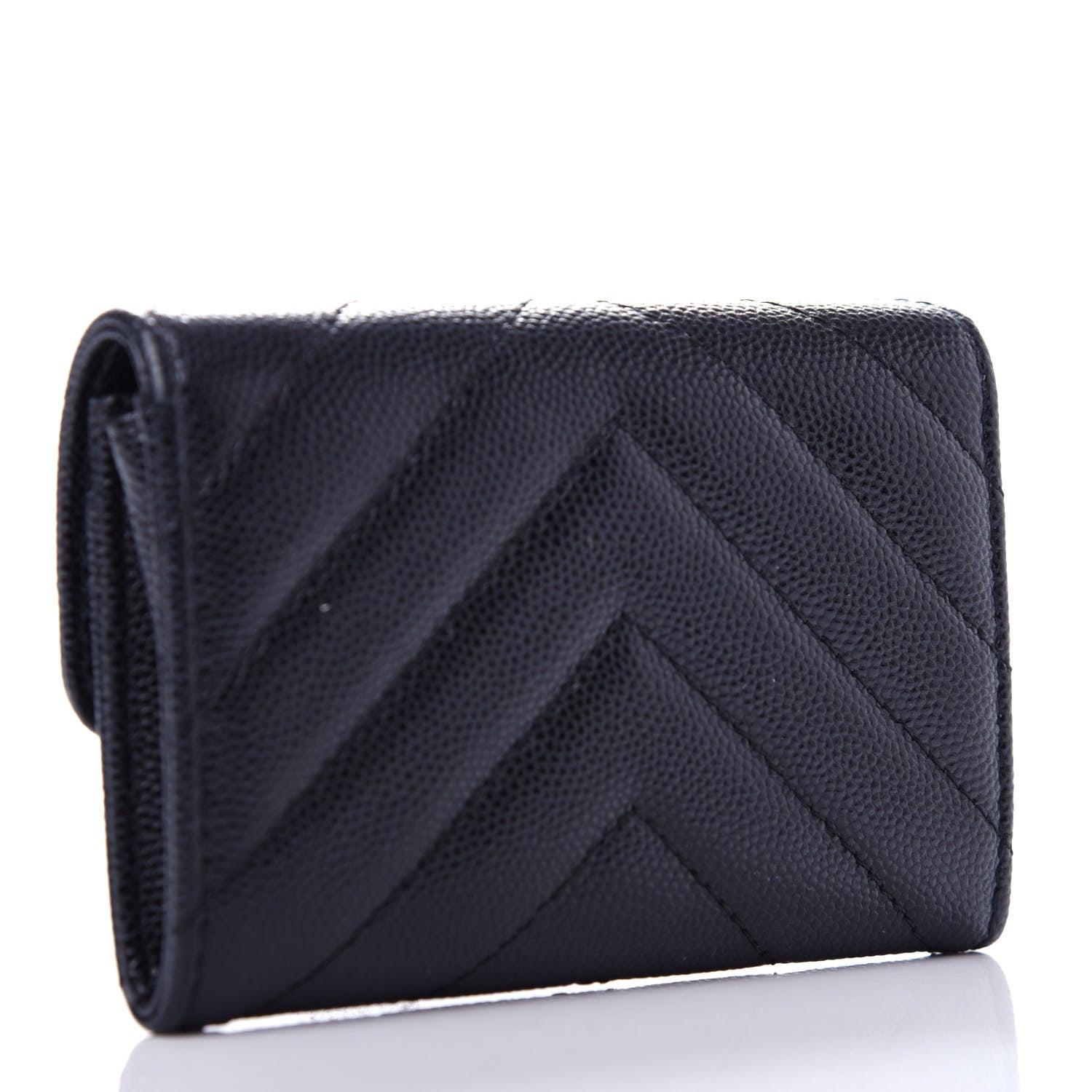 Chanel Caviar Chevron Quilted Flap Card Holder Black 3 of 9