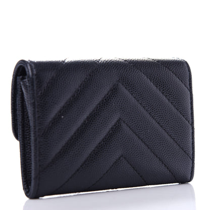Chanel Caviar Chevron Quilted Flap Card Holder Black 3 of 9