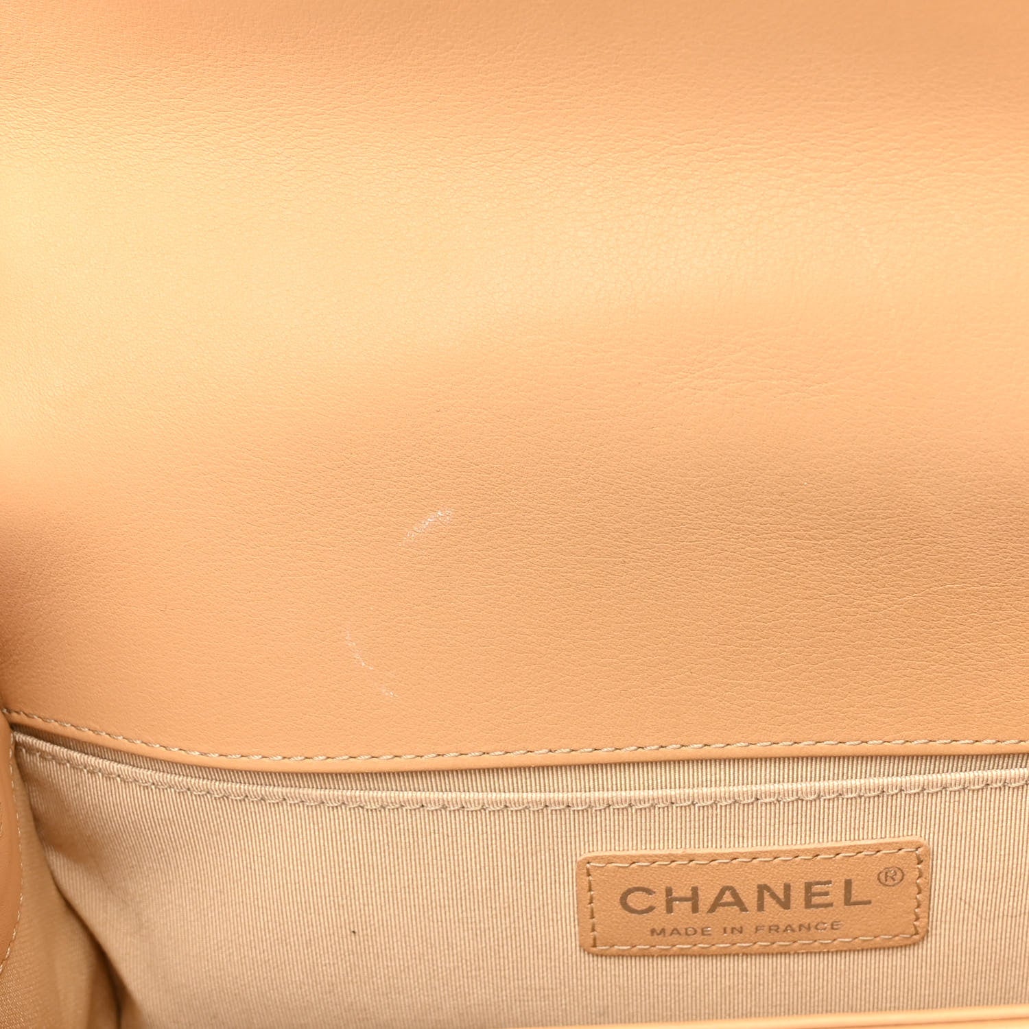 Chanel Calfskin Chevron Quilted Medium Boy Flap Beige 11 of 11