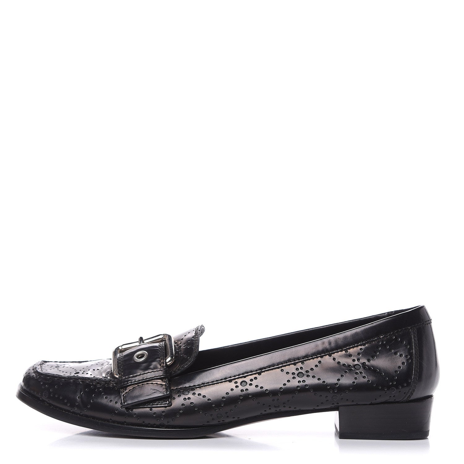 Louis Vuitton Glazed Calfskin Perforated Loafers 40 Black 1 of 10
