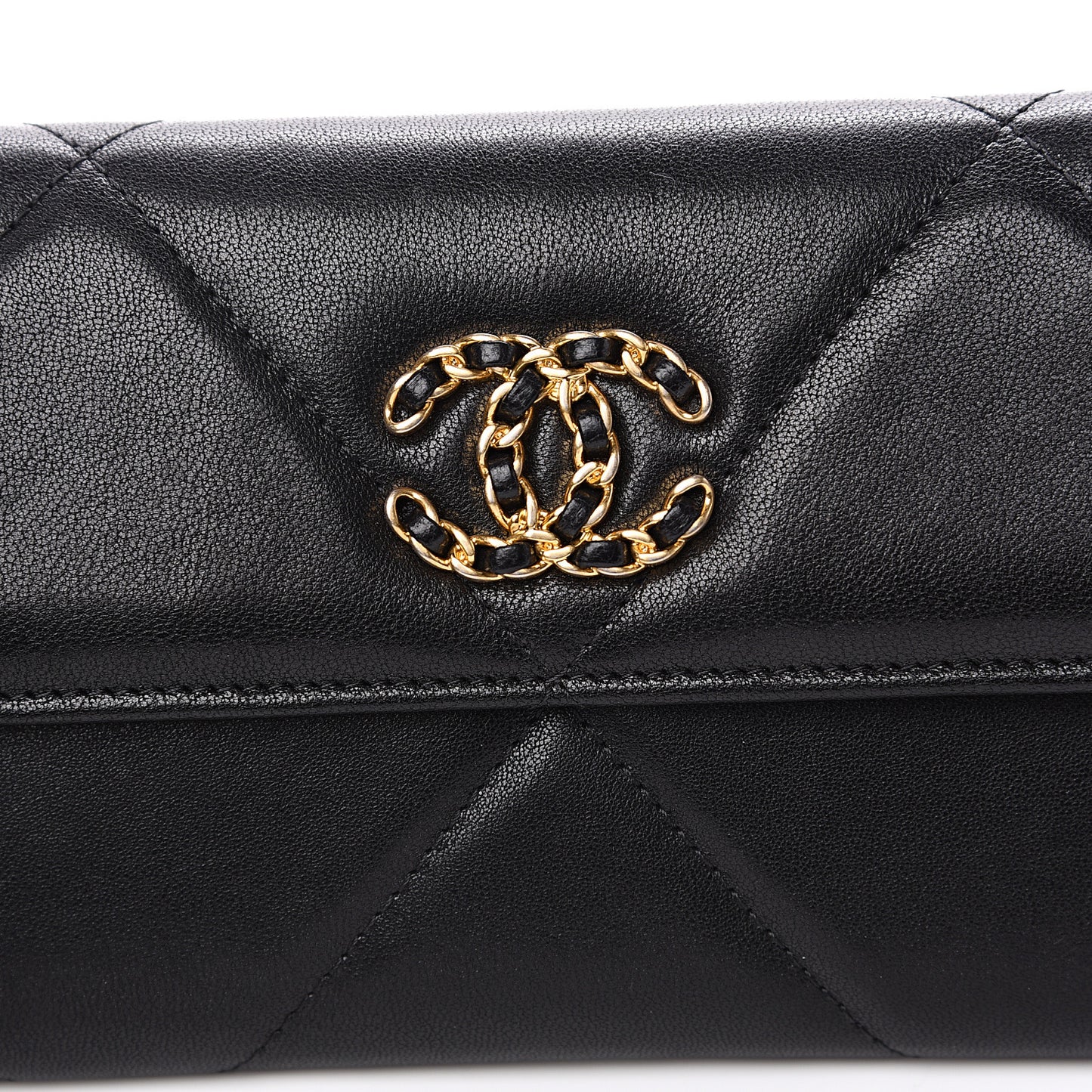 Goatskin Quilted 19 Flap Wallet Black