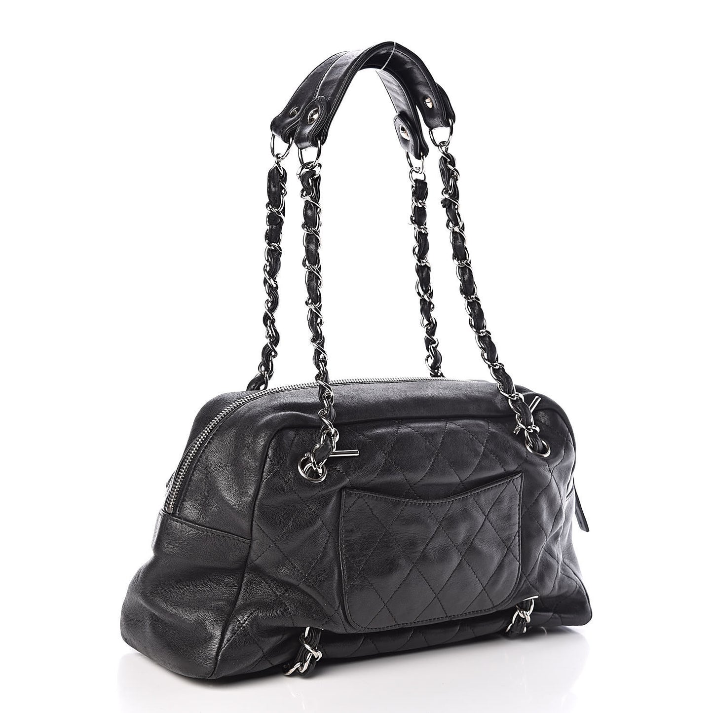 Lambskin Quilted Small Camera Case Black