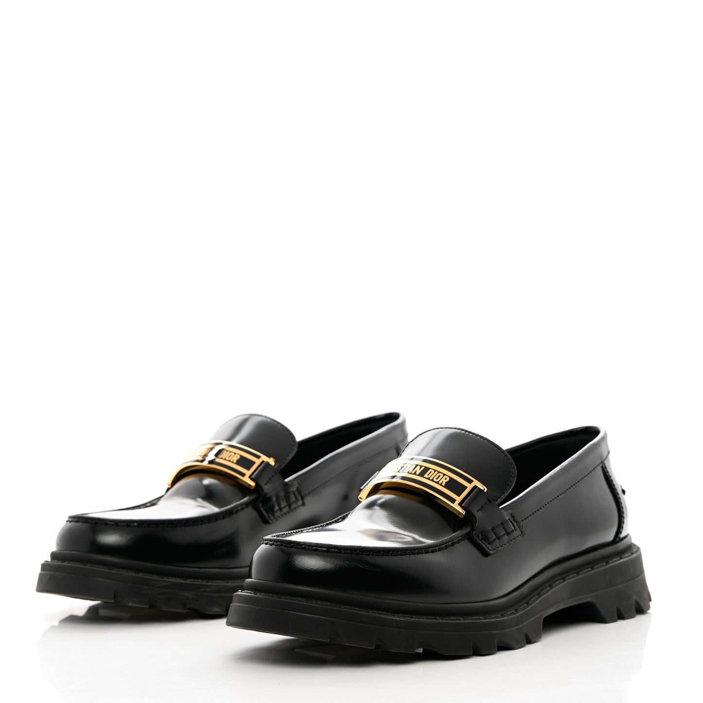 Brushed Calfskin Dior Code Lug Sole 15mm Loafers 37 Black