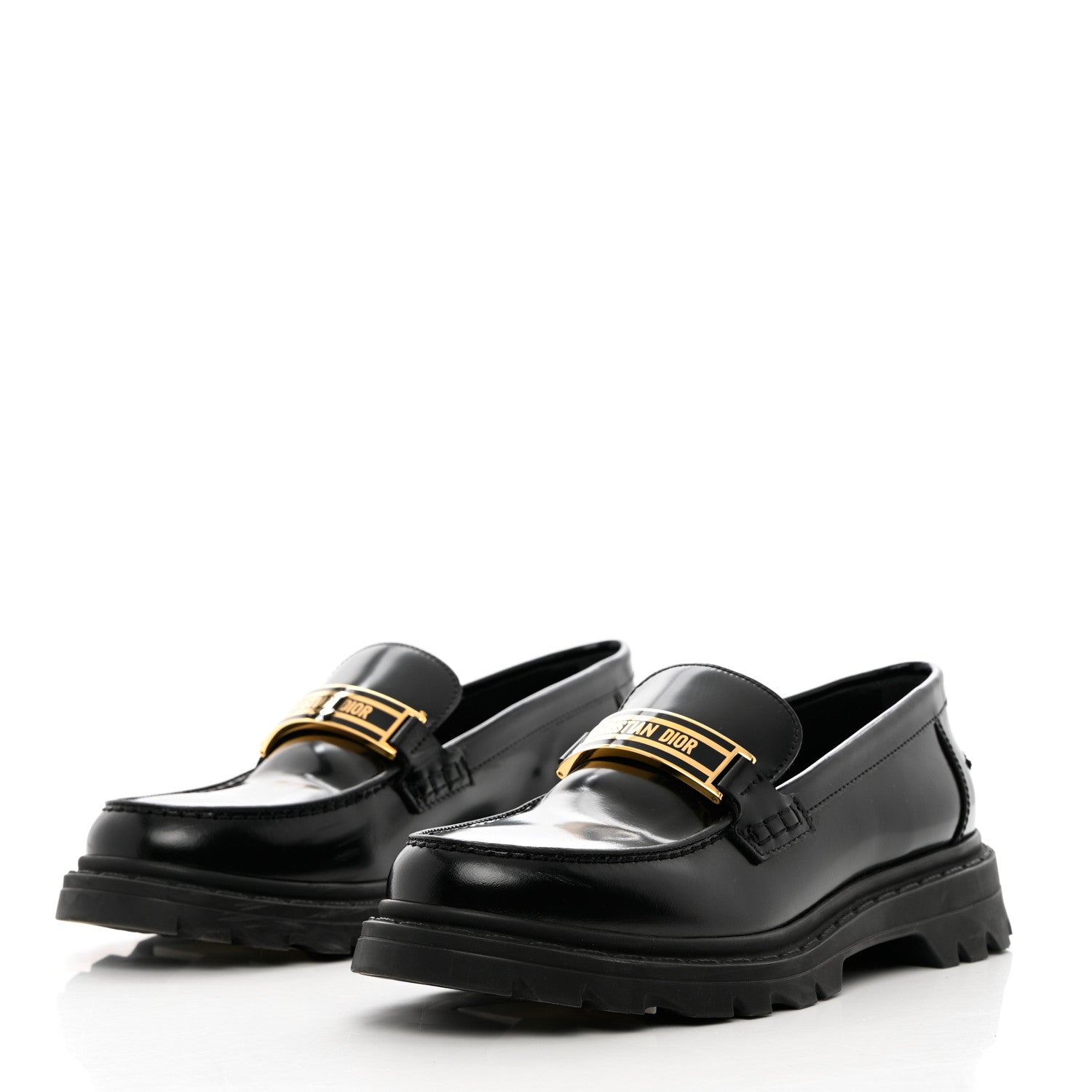 Christian Dior Brushed Calfskin Dior Code Lug Sole 15mm Loafers 37 Black 3 of 14