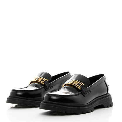 Christian Dior Brushed Calfskin Dior Code Lug Sole 15mm Loafers 37 Black 3 of 14