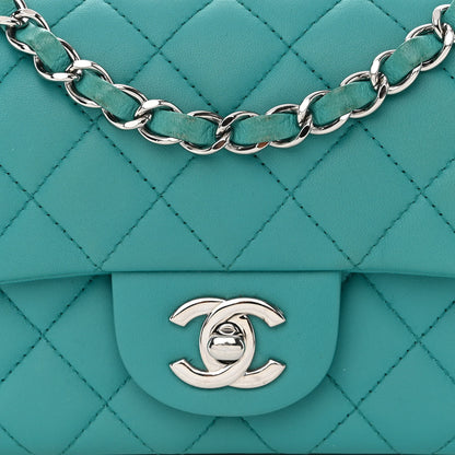 Chanel Lambskin Quilted Mini Rectangular Flap Turquoise 8 of 13