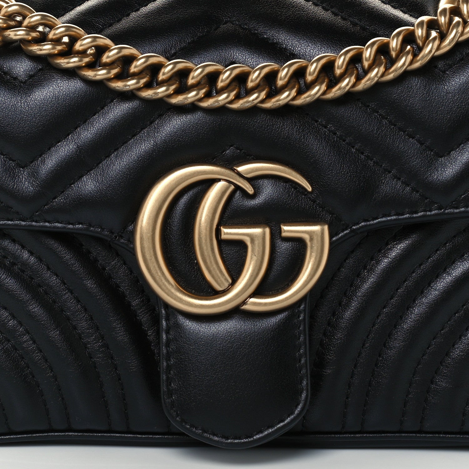 Gucci Calfskin Matelasse Mini GG Marmont Shoulder Bag Black 8 of 10