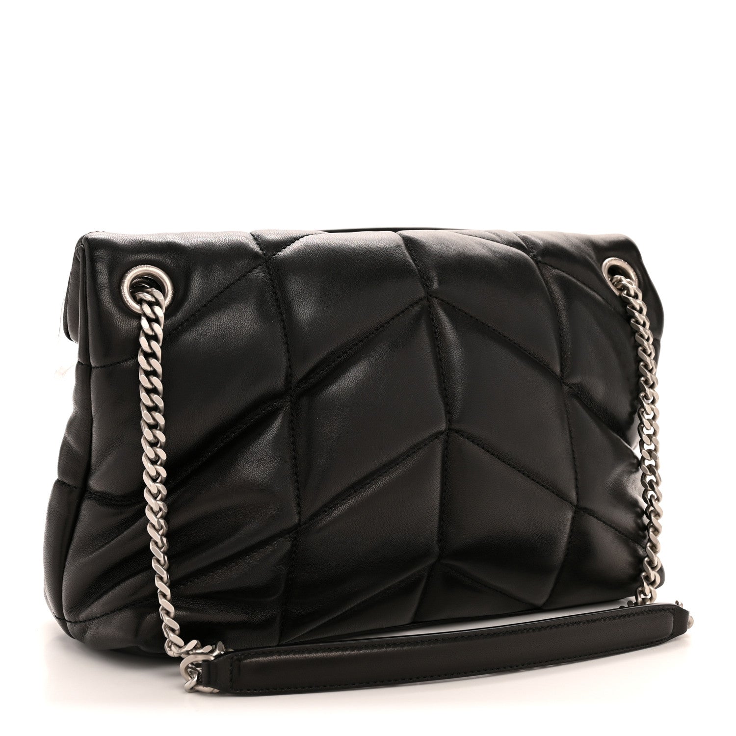 Saint Laurent Lambskin Quilted Small Loulou Puffer Monogram Chain Satchel Black 3 of 11