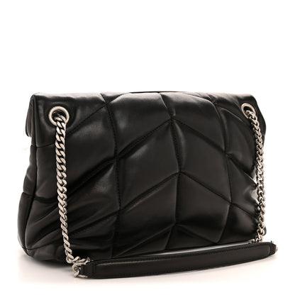 Saint Laurent Lambskin Quilted Small Loulou Puffer Monogram Chain Satchel Black 3 of 11