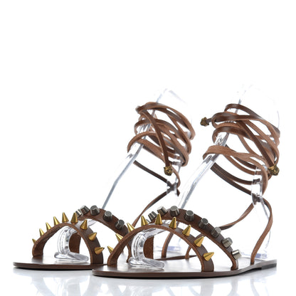 Gucci Calfskin Lace Up Tuscany Leather Mens Gladiator Sandals 10 Brown Cuir 3 of 9