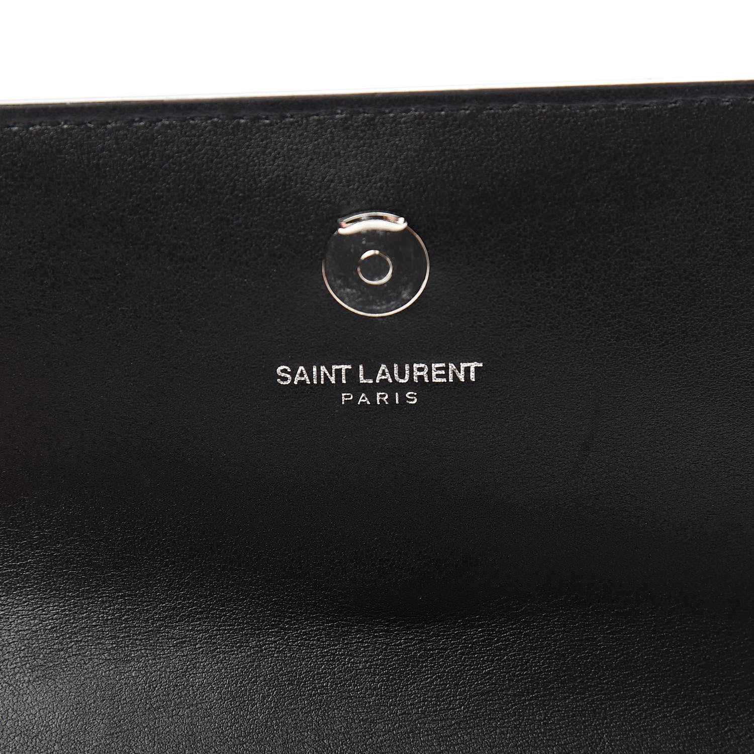 Saint Laurent Calfskin Crocodile Embossed Monogram Sunset Chain Wallet Black 6 of 10