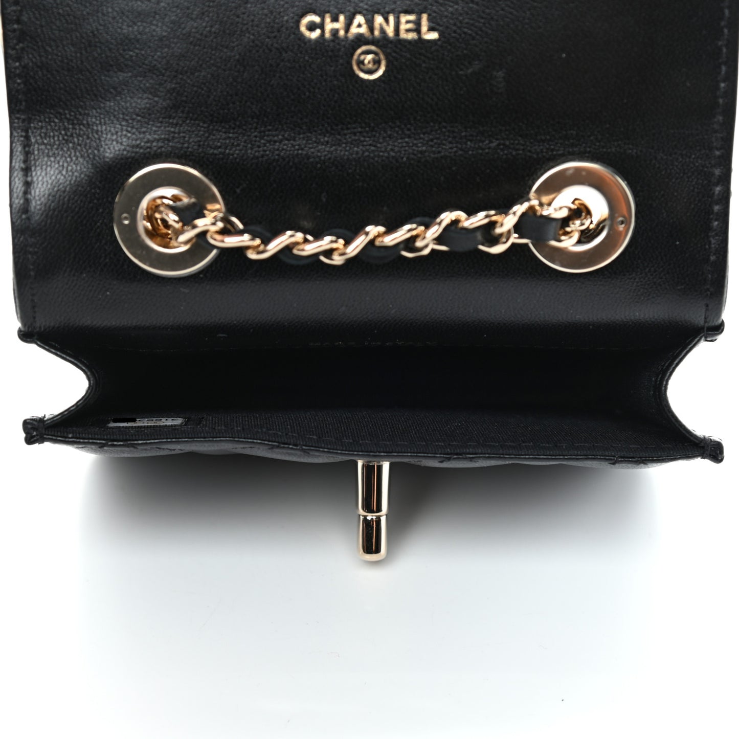 Lambskin Quilted Trendy CC Card Holder On Chain Black