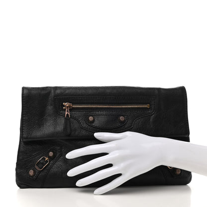 Balenciaga Agneau Giant 12 Rose Gold Hardware Envelope Clutch Black 2 of 7