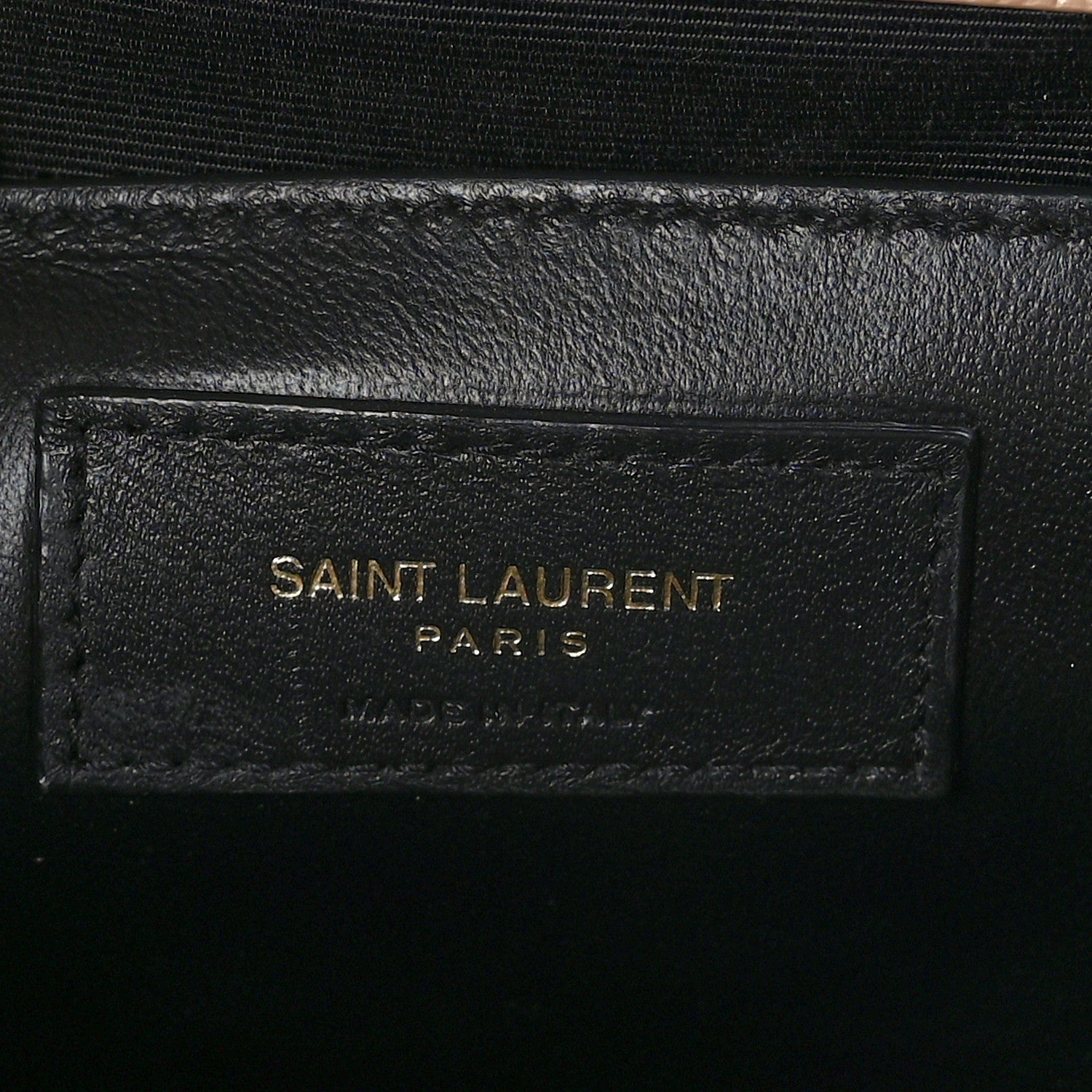 Saint Laurent Grain De Poudre Textured Mixed Matelasse Medium Triquilt Monogram Satchel Dark Beige 6 of 8