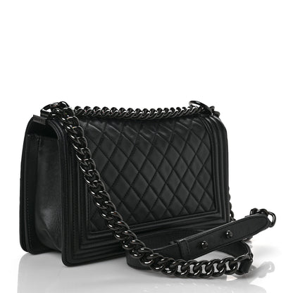 Chanel Calfskin Quilted Medium Boy Flap So Black 3 of 9
