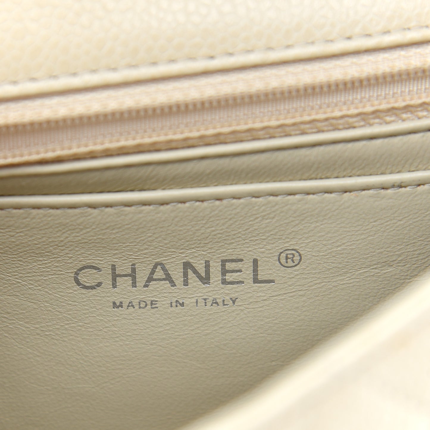 Caviar Quilted Mini Rectangular Flap Light Beige