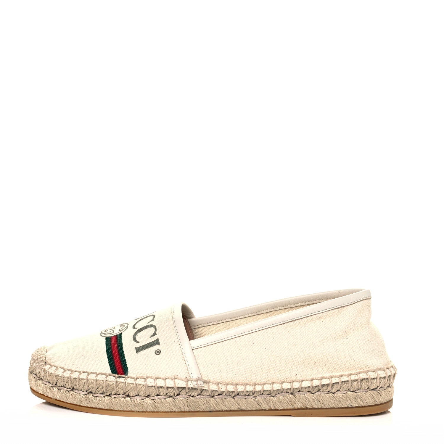 Gucci Canvas Logo Espadrilles 36.5 Greggio White 1 of 8