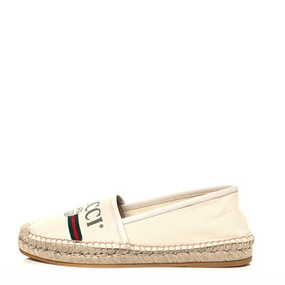 Gucci Canvas Logo Espadrilles 36.5 Greggio White 1 of 8