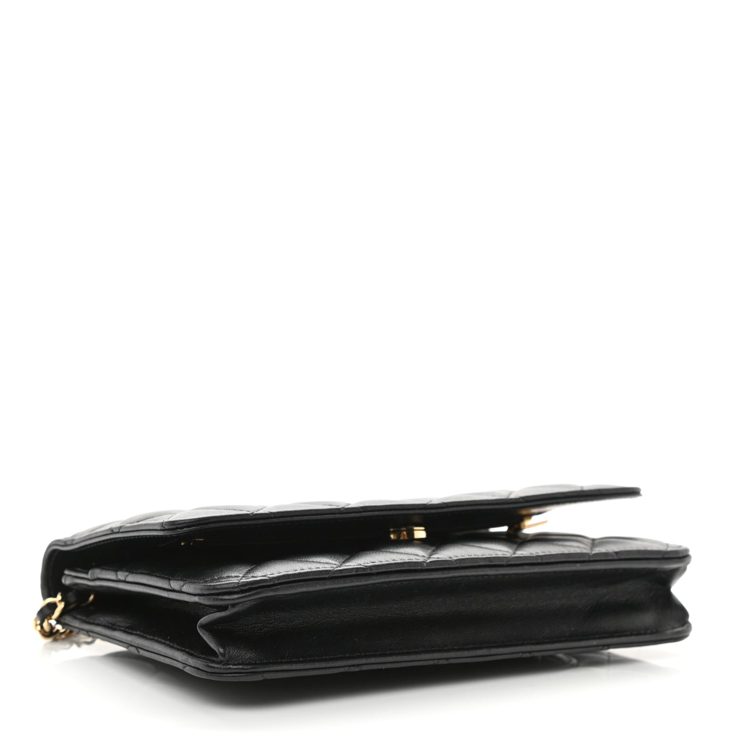Lambskin Quilted Wallet On Chain WOC Black