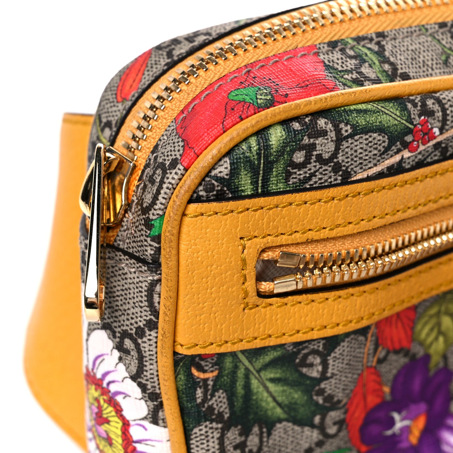 GG Supreme Monogram Flora Medium Ophidia Belt Bag Beige Multicolor Crop