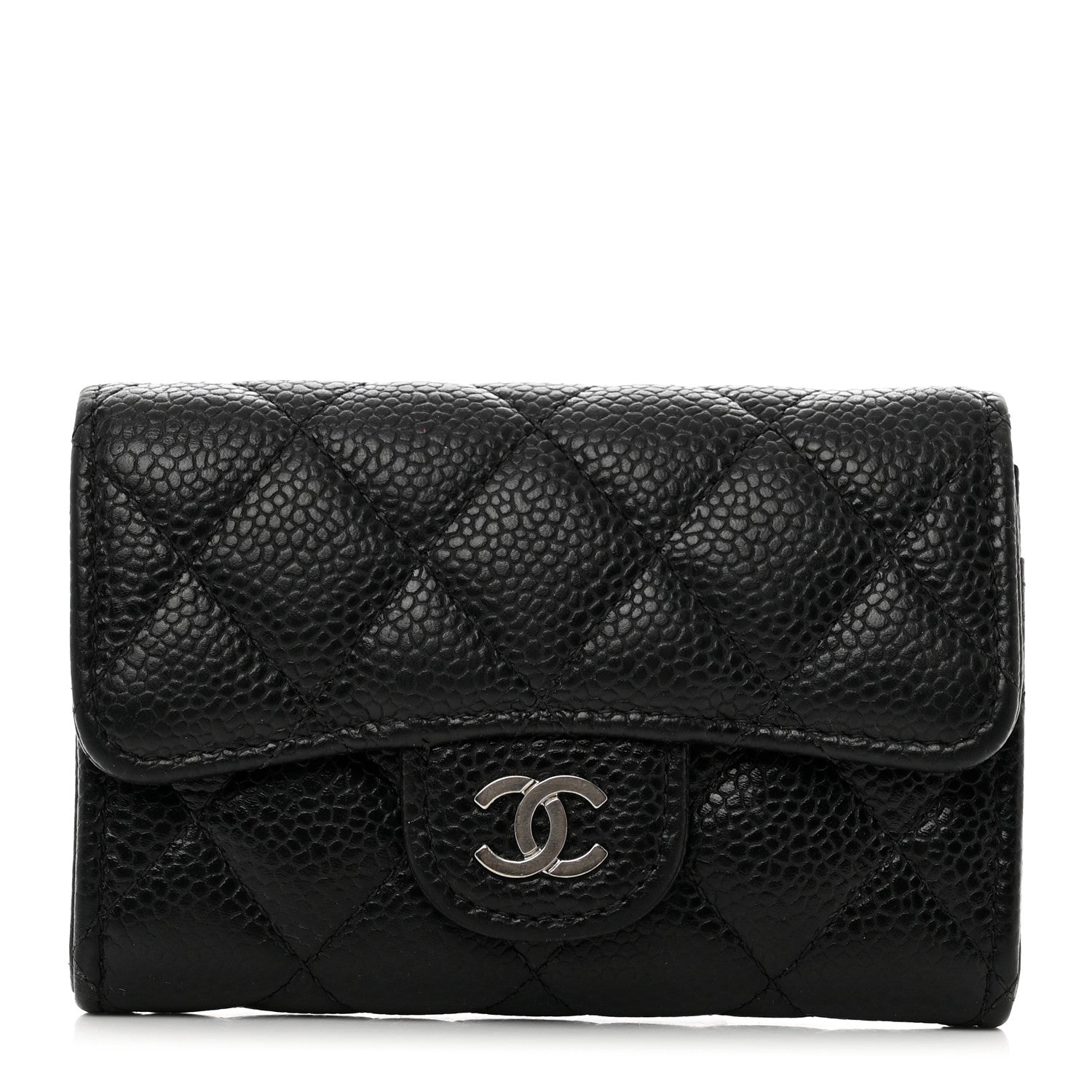 Chanel Caviar Quilted Flap Card Holder Wallet Black 1 of 7