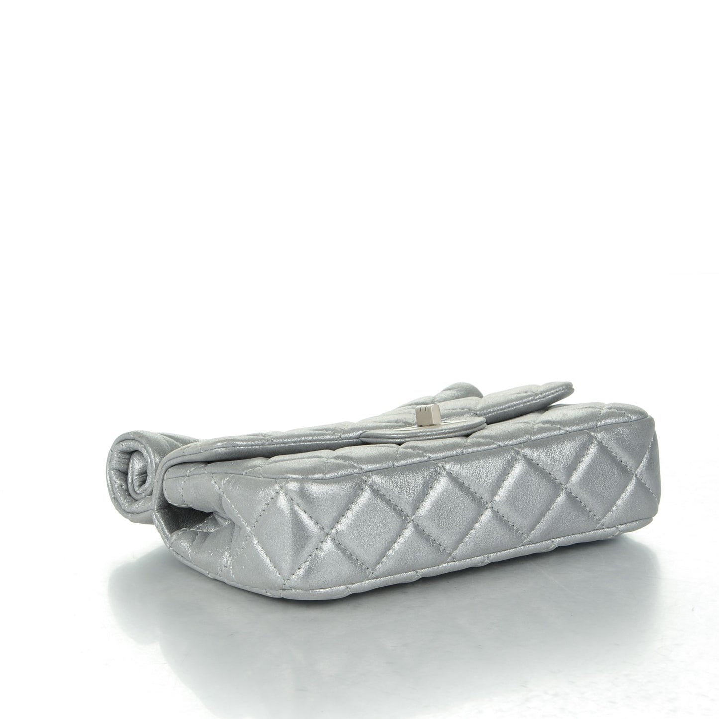 Iridescent Calfskin Quilted Small Roll Reissue Clutch Silver