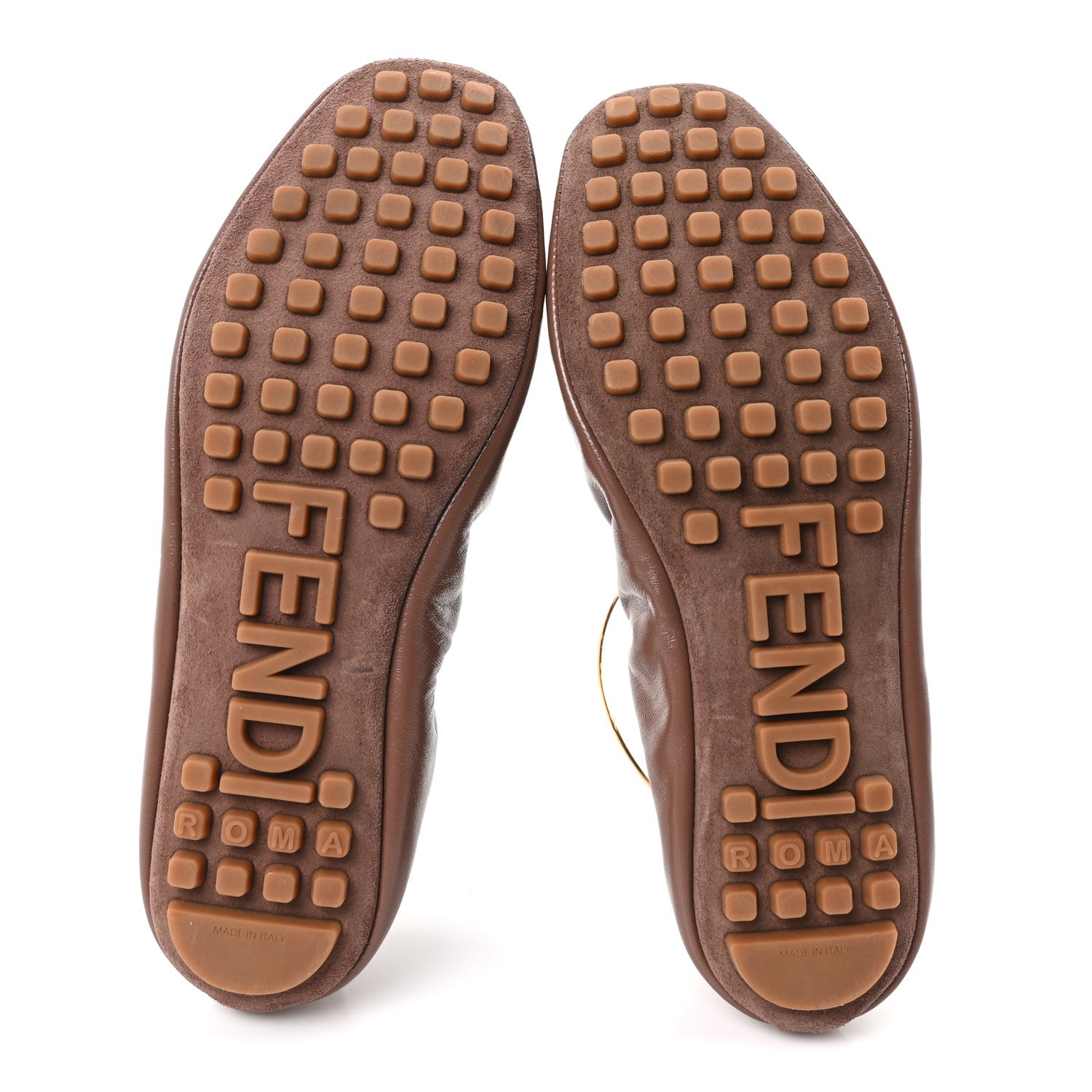 Fendi Vitello Filo Ballerina Flats 35 Brown 6 of 9