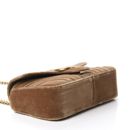 Gucci Velvet Matelasse Small GG Marmont Shoulder Bag Taupe 4 of 10