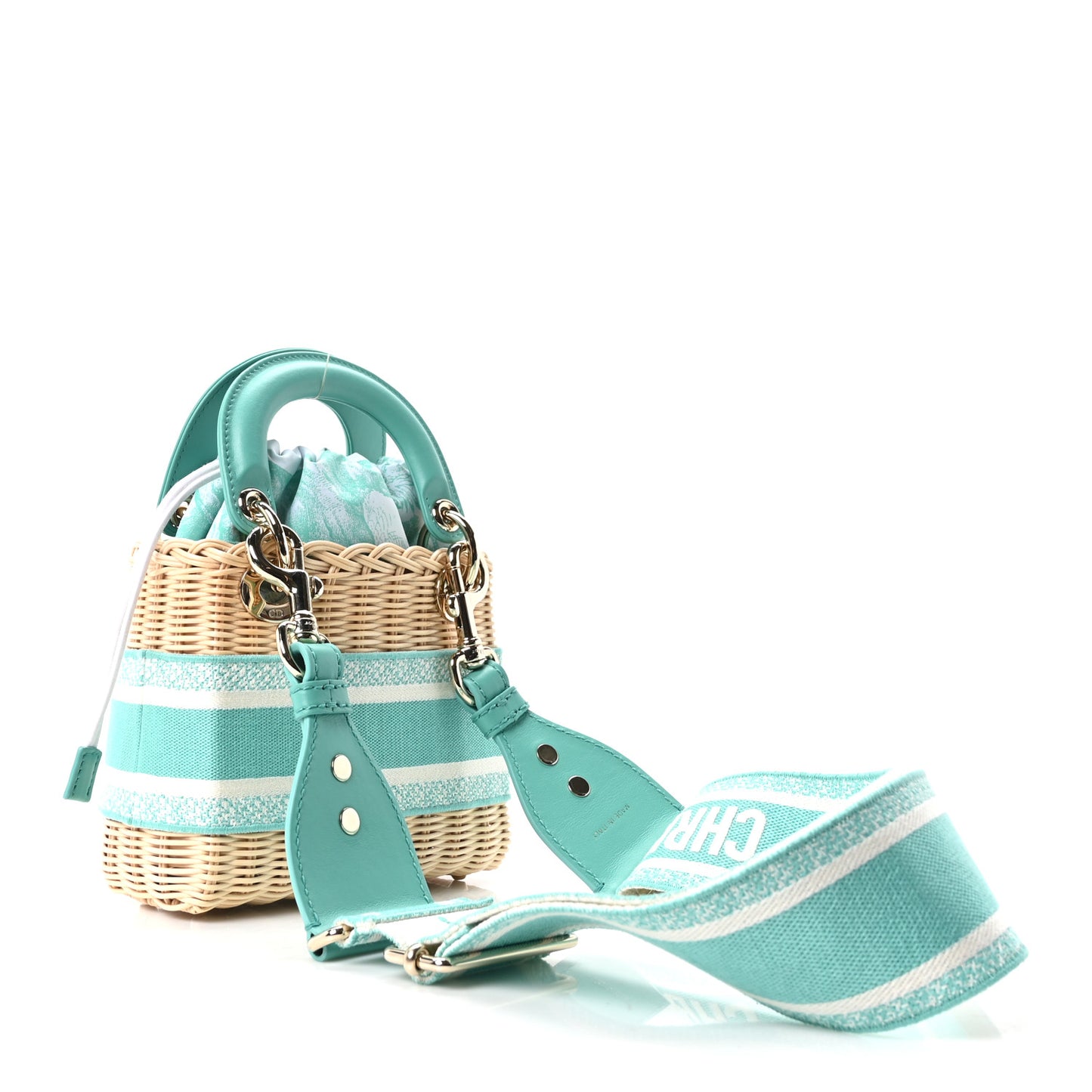 Wicker Oblique Mini Lady Dior Bag Aquamarina