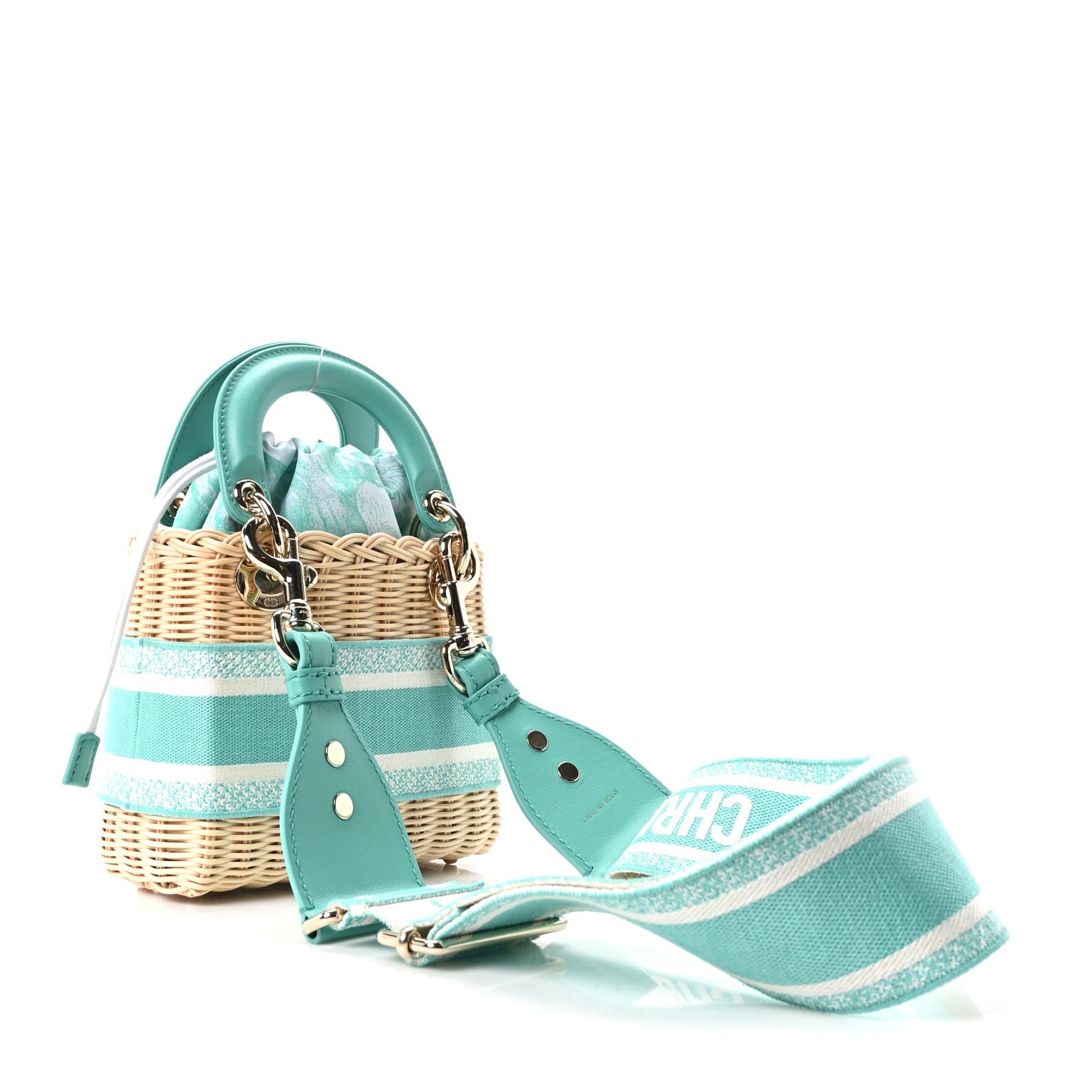 Christian Dior Wicker Oblique Mini Lady Dior Bag Aquamarina 3 of 9