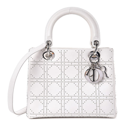 Christian Dior Lambskin Studded Cannage Medium Lady Dior White 1 of 14
