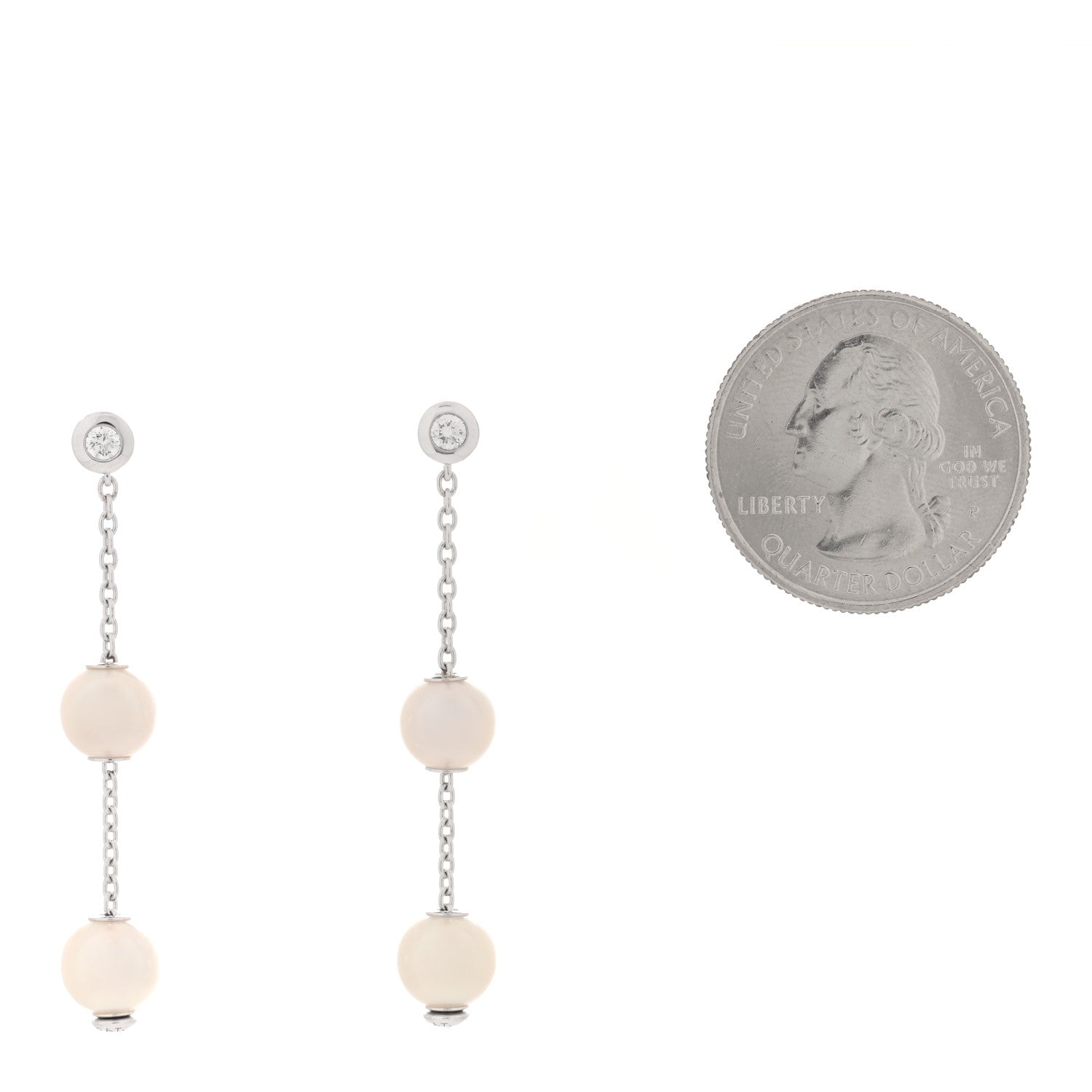 Mikimoto 18K White Gold Diamond Akoya Pearl 7-7.5mm Pearls in Motion Earrings 2 of 5