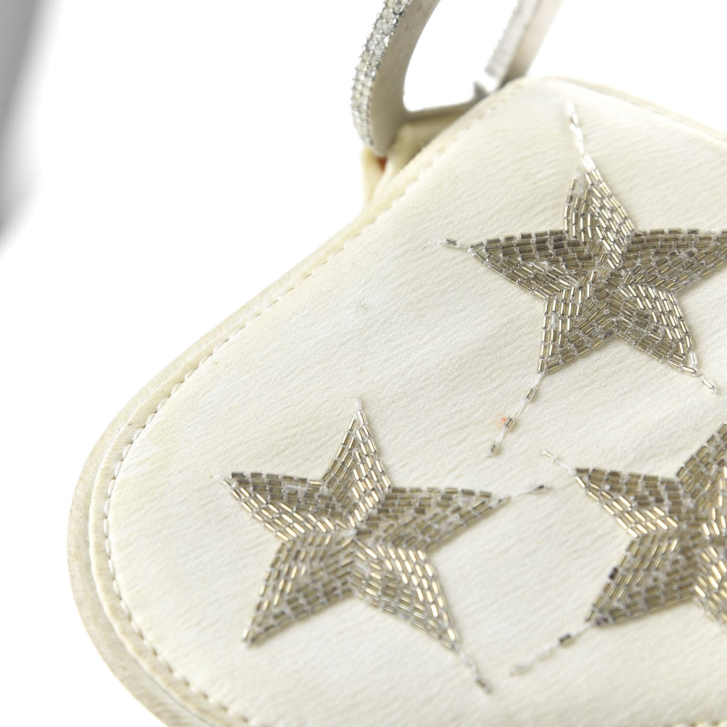 Satin Beaded Star Embroidered Hollywood Saddle White Multicolor