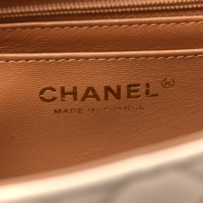 Chanel Lambskin Quilted Bi-Color Mini Top Handle Rectangular Flap Ecru Dark Beige 7 of 11