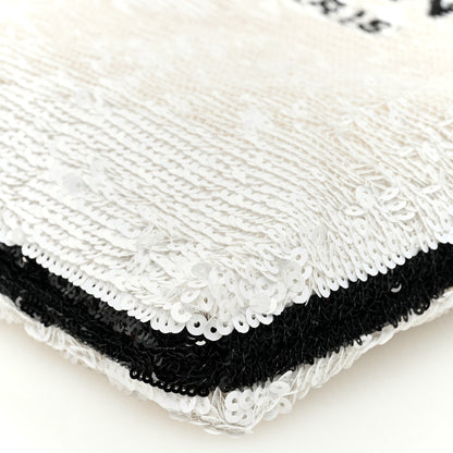 Chanel Sequin Logo Shopping Tote White Black 11 of 11