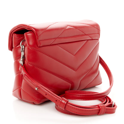 Saint Laurent Calfskin Y Quilted Monogram Toy Loulou Crossbody Bag Rouge Eros 3 of 11