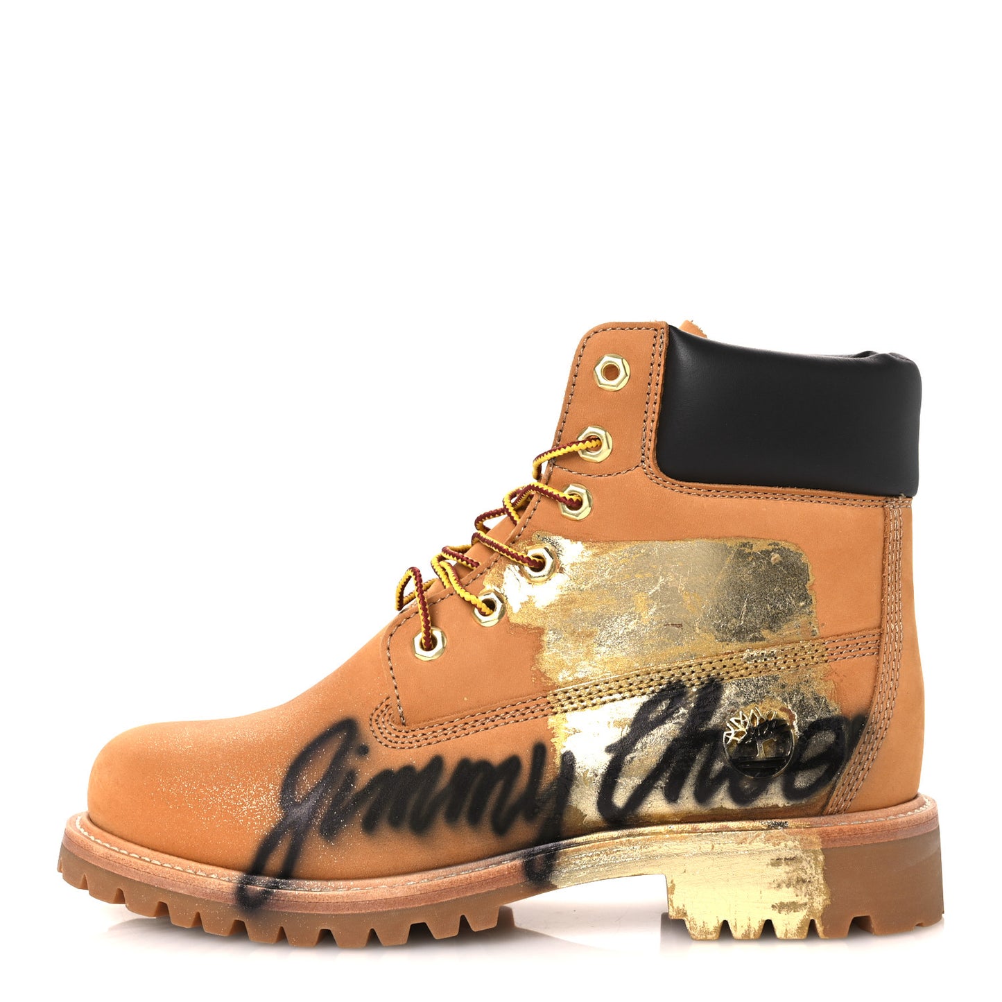 X TIMBERLAND Nubuck Graffiti Womens Ankle Boots 9.5 Wheat Gold