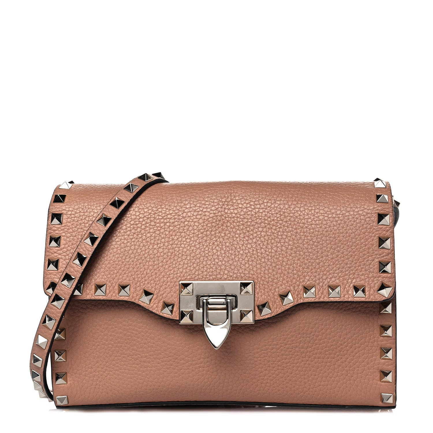 Valentino Garavani Pebbled Calfskin Medium Rockstud Flip Lock Crossbody Bag Skin Sorbet 1 of 8