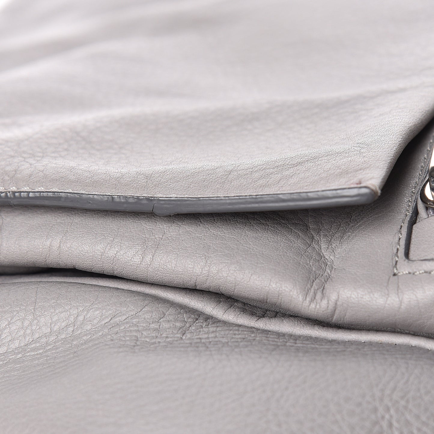 Grained Calfskin Medium Pandora Pure Flap Bag Pearl Grey