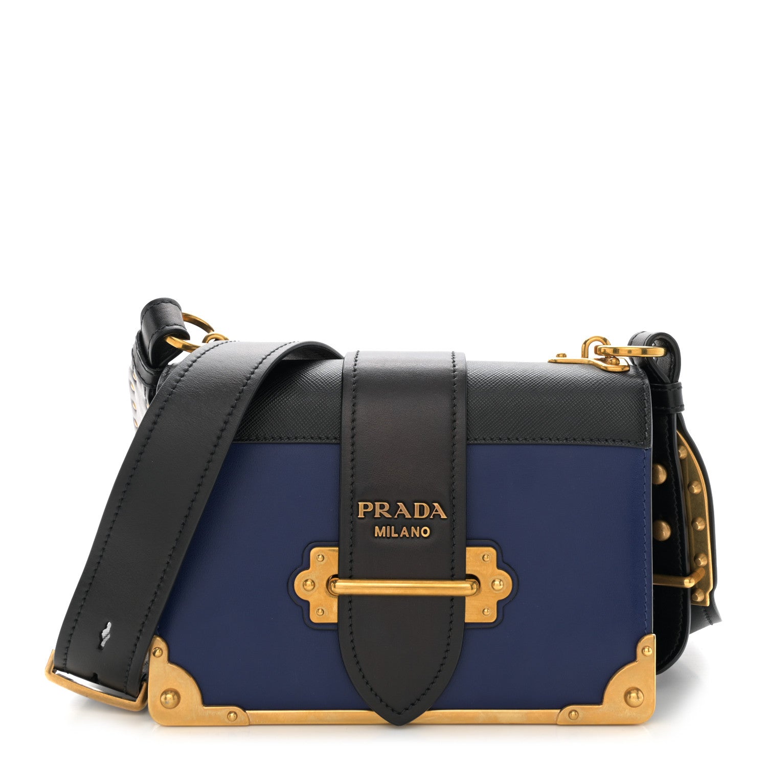 Prada City Calf Saffiano Cahier Bag Bluette Black 1 of 9