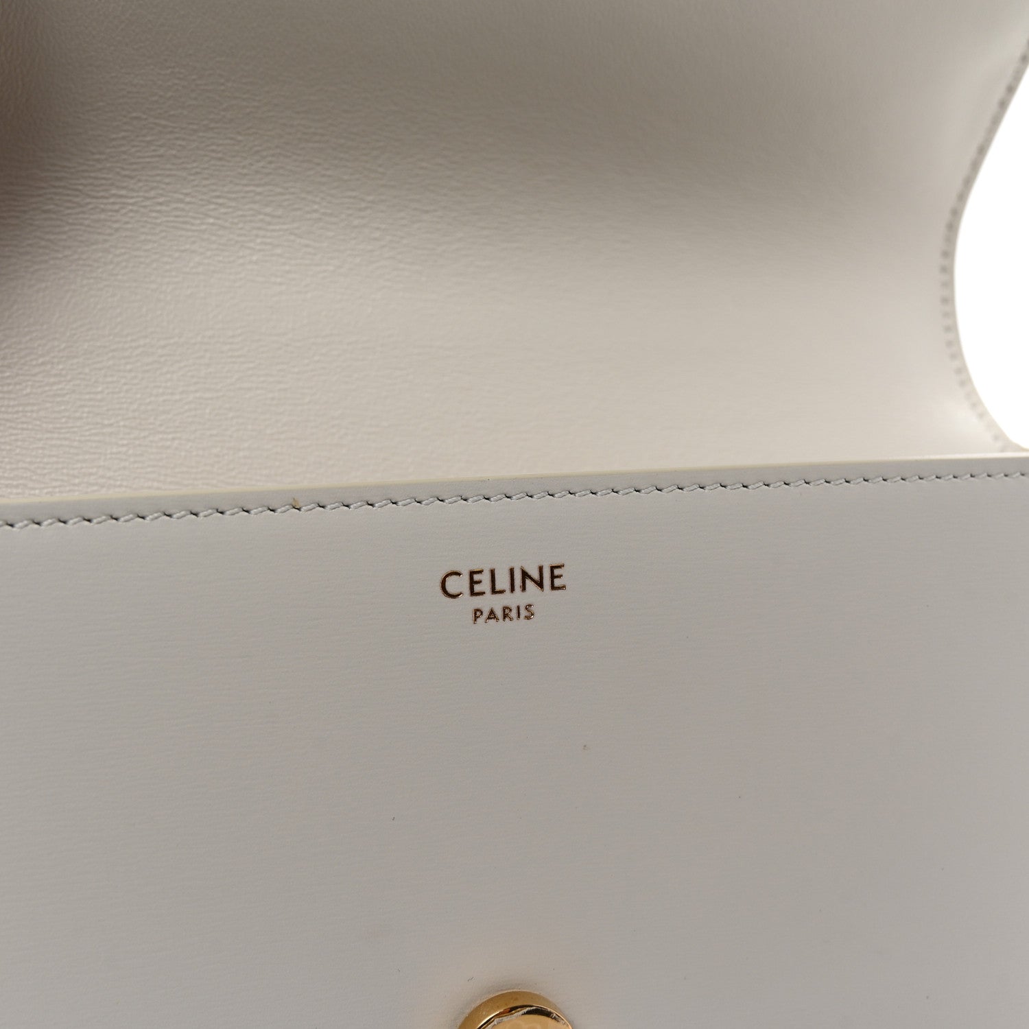 Celine Shiny Calfskin Cuir Triomphe Chain Shoulder Bag White 6 of 10