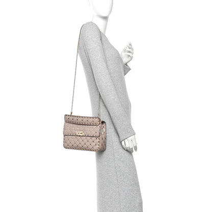 Valentino Garavani Patent Medium Rockstud Spike Shoulder Bag Poudre 2 of 10
