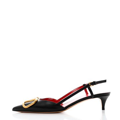 Valentino Garavani Calfskin Vlogo Slingback 40mm Pumps 35 Black 1 of 9